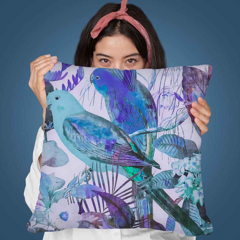 Tropical Parakeets Throw Pillow By Andrea Haase