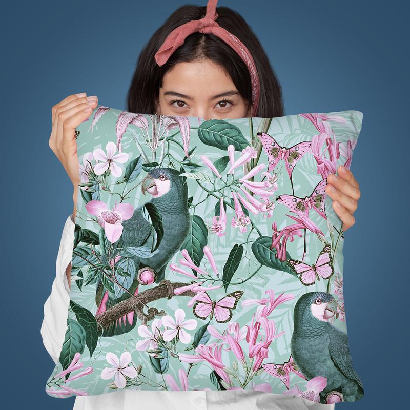 Tropical Parrots I Throw Pillow By Andrea Haase