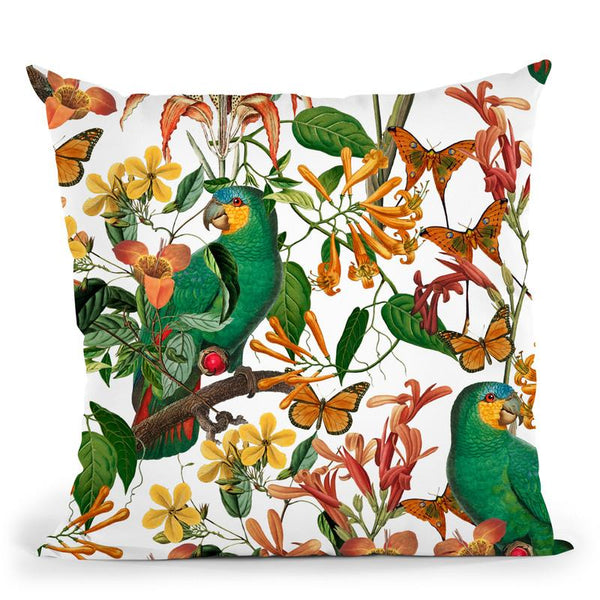 Tropical Parrots White Throw Pillow By Andrea Haase