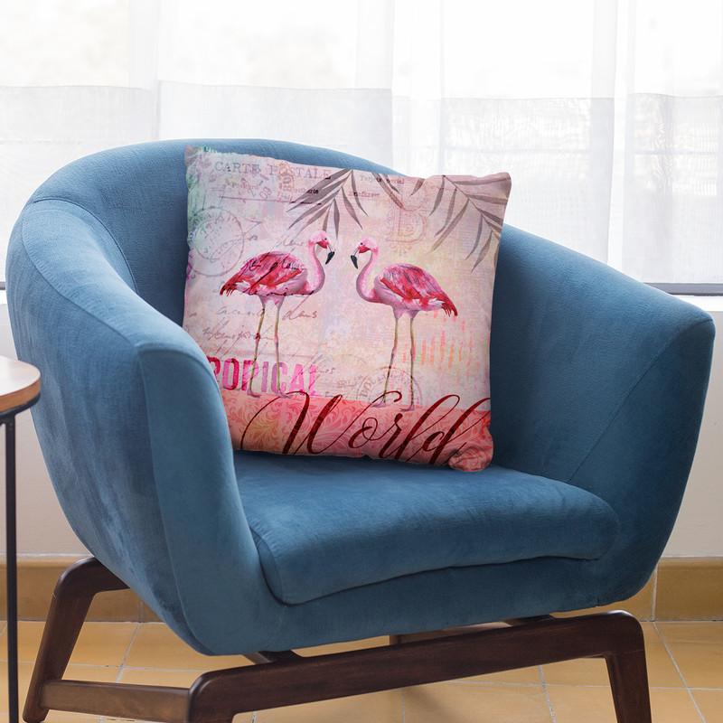 Tropical World Flamingo Throw Pillow By Andrea Haase