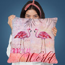 Tropical World Flamingo Throw Pillow By Andrea Haase