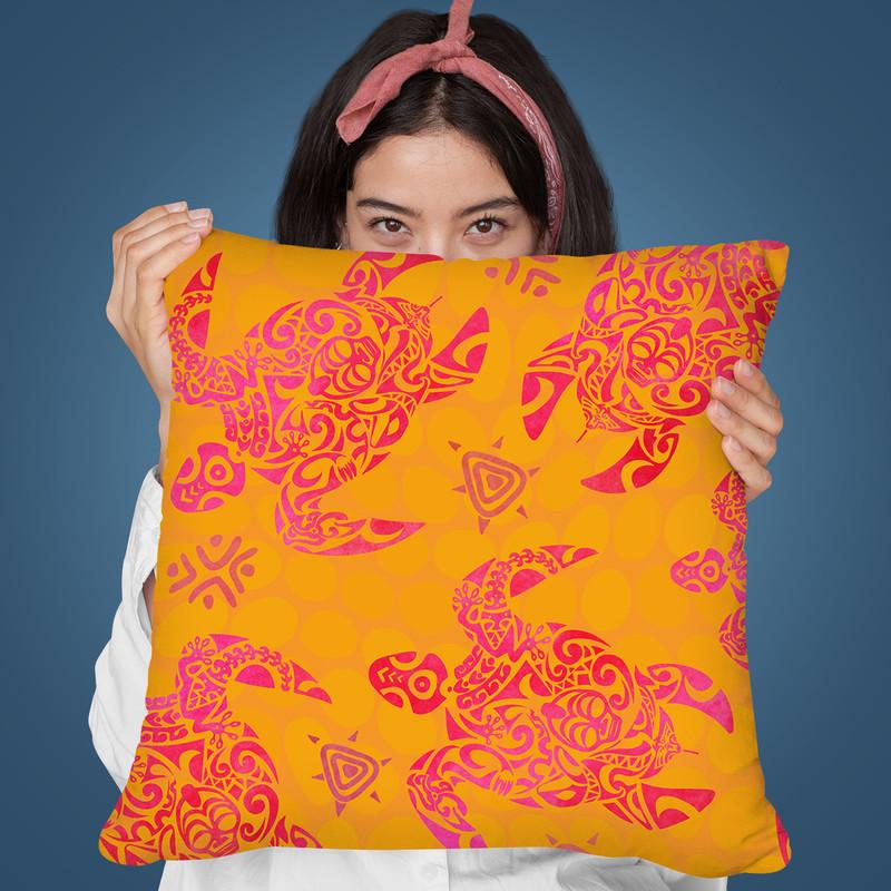 Turrtle Tribal Throw Pillow By Andrea Haase
