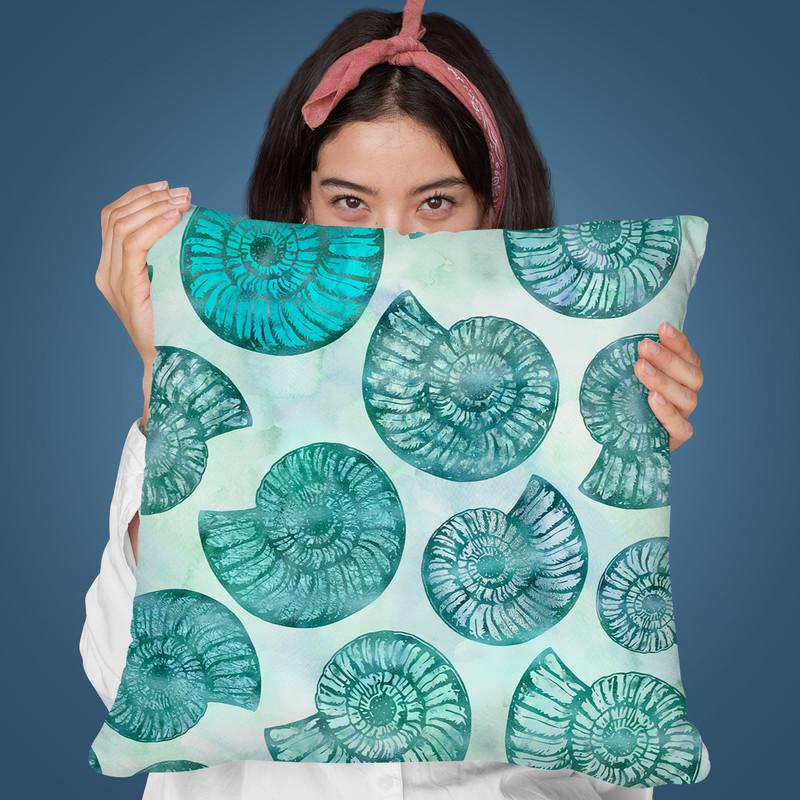 Underwater Sea Shell Pattern Throw Pillow By Andrea Haase