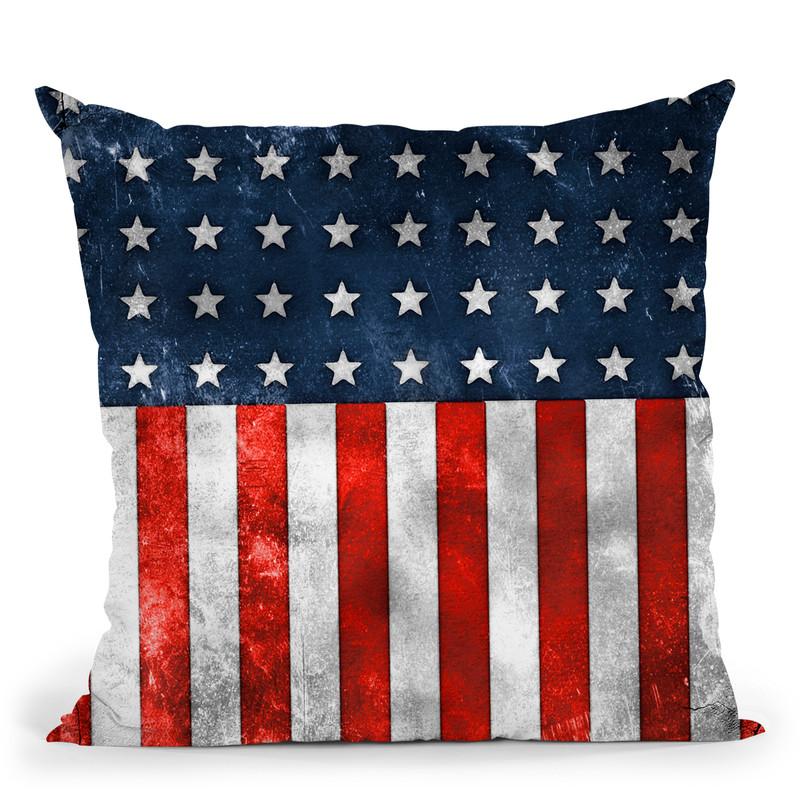 Usa Flag Grunge Throw Pillow By Andrea Haase