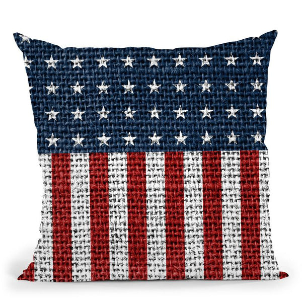 Usa Flag Jute Throw Pillow By Andrea Haase