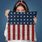 Usa Flag Jute Throw Pillow By Andrea Haase