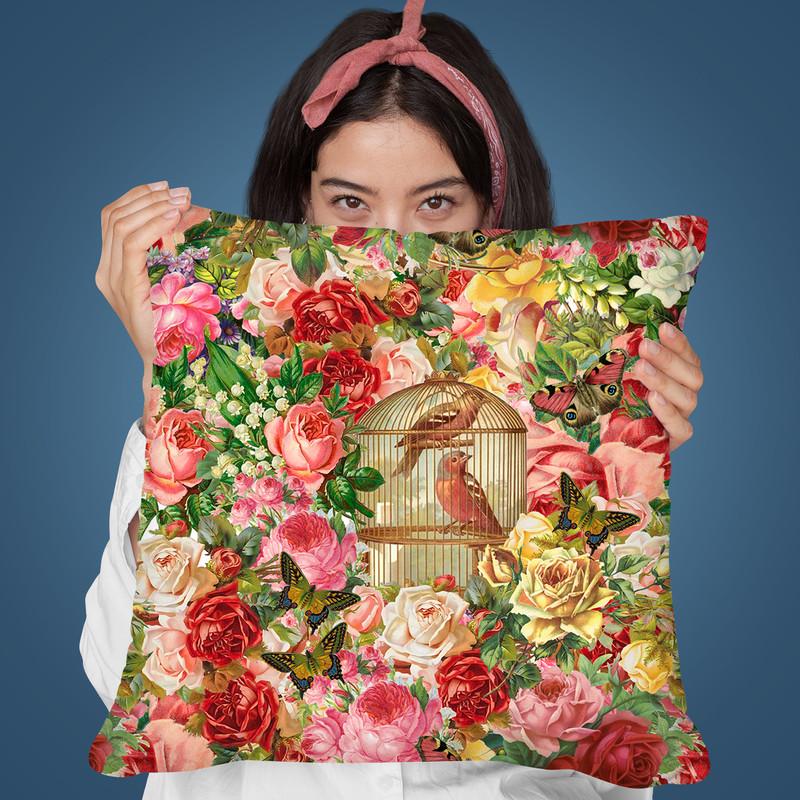 Vintage Bird Cage Throw Pillow By Andrea Haase
