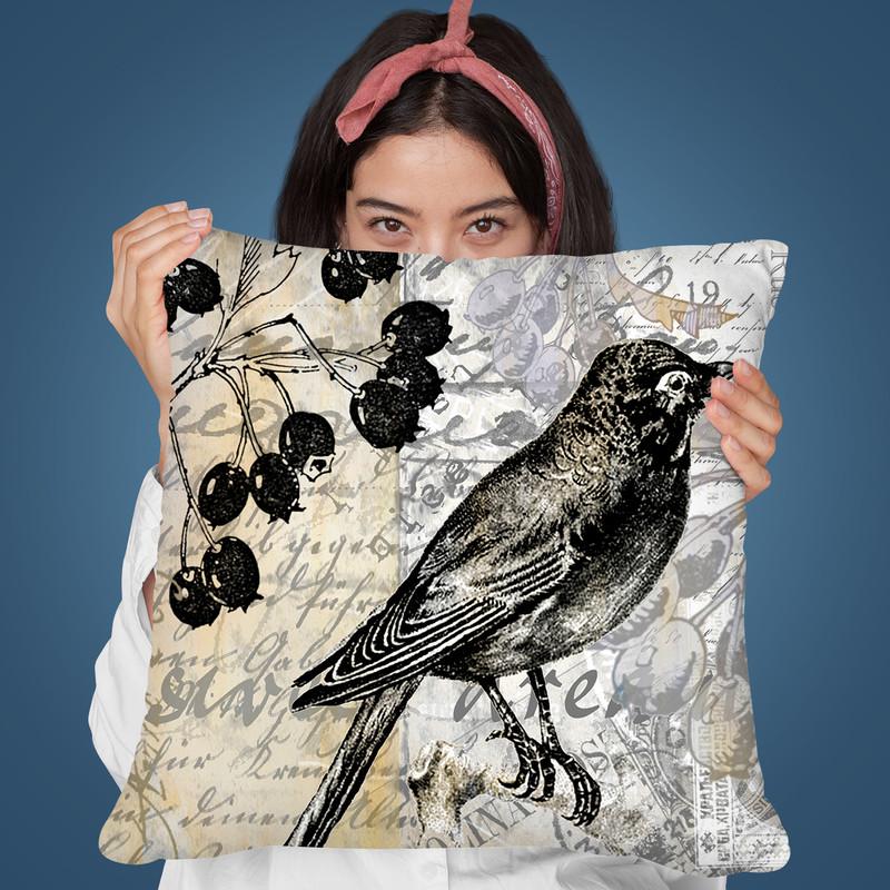 Vintage Bird Ii Throw Pillow By Andrea Haase