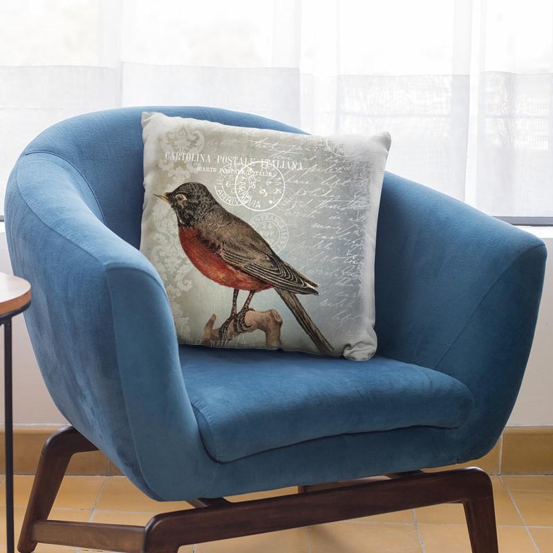 Vintage Bird V Throw Pillow By Andrea Haase