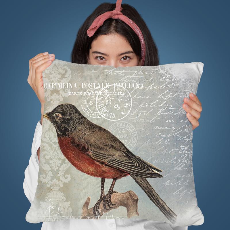 Vintage Bird V Throw Pillow By Andrea Haase