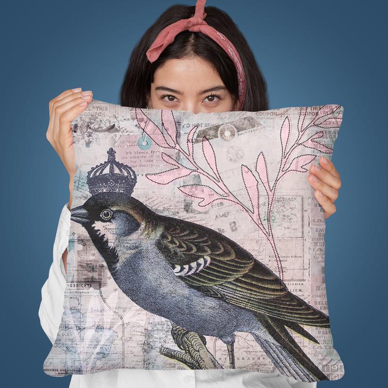 Vintage Birds Vii Throw Pillow By Andrea Haase