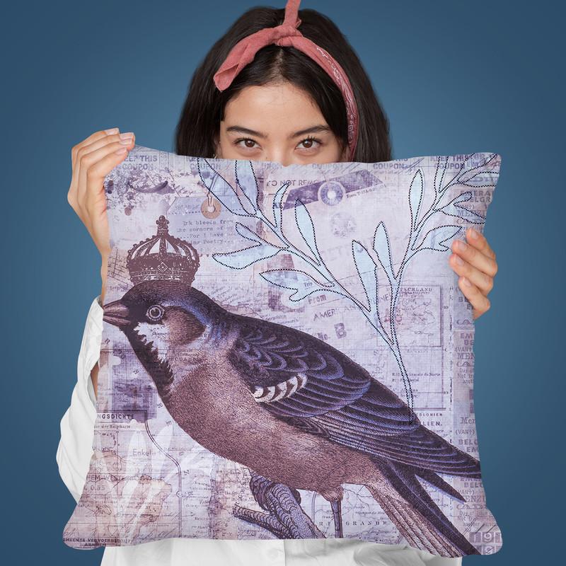 Vintage Birds Viii Throw Pillow By Andrea Haase