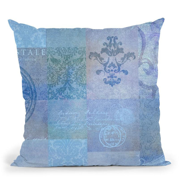 Vintage Blue I Throw Pillow By Andrea Haase