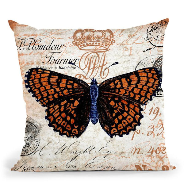 Vintage Butterfly I Throw Pillow By Andrea Haase