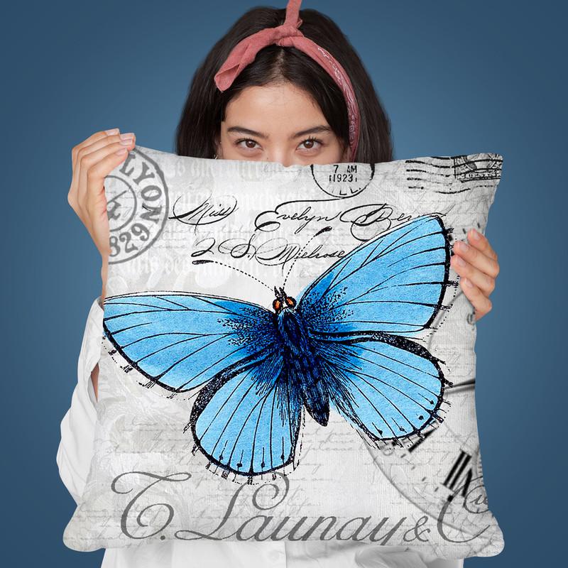 Vintage Butterfly Throw Pillow By Andrea Haase
