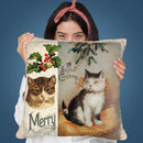 Vintage Cat Xmas Throw Pillow By Andrea Haase