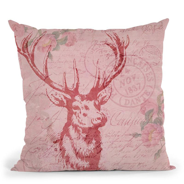 Vintage Deer Throw Pillow By Andrea Haase