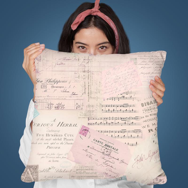 Vintage Documents Throw Pillow By Andrea Haase