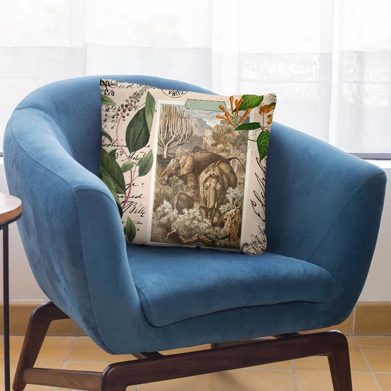 Vintage Elephant Throw Pillow By Andrea Haase