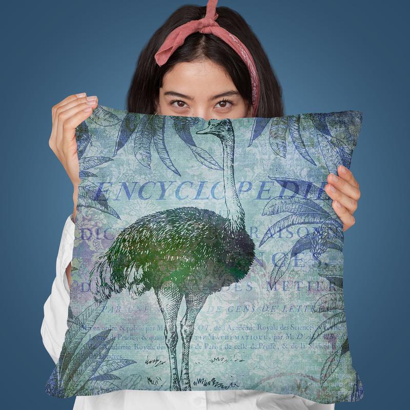 Vintage Ostrich Throw Pillow By Andrea Haase