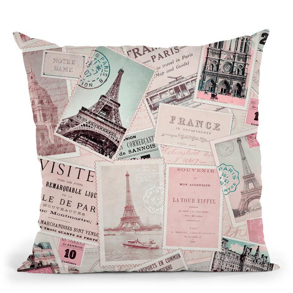 Vintage Postcards Ii Throw Pillow By Andrea Haase