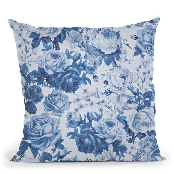 Vintage Roses Blue I Throw Pillow By Andrea Haase