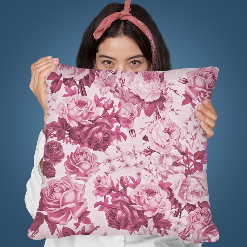 Vintage Roses Pink Ii Throw Pillow By Andrea Haase