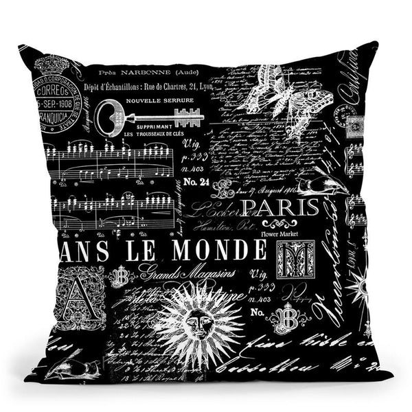 Vintage Script I Throw Pillow By Andrea Haase