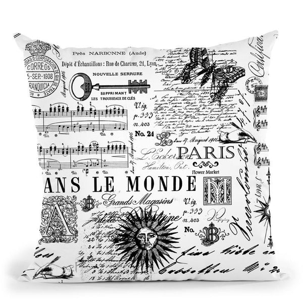 Vintage Script Throw Pillow By Andrea Haase