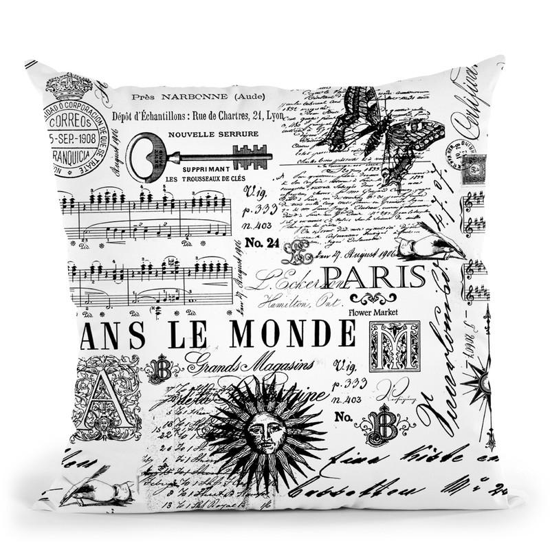 Vintage Script Throw Pillow By Andrea Haase