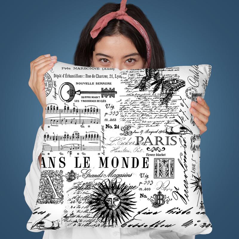 Vintage Script Throw Pillow By Andrea Haase