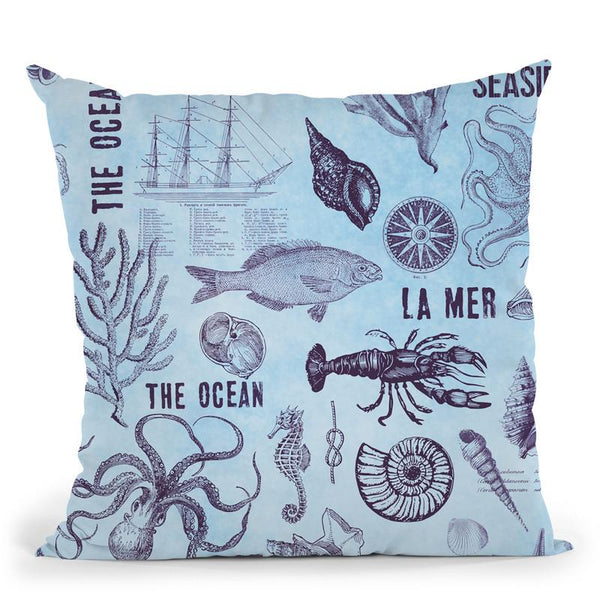 Vintage Sea Blue Ii Throw Pillow By Andrea Haase
