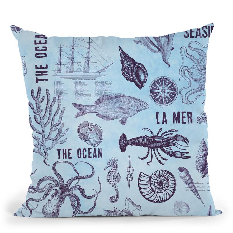 Vintage Sea Blue Ii Throw Pillow By Andrea Haase
