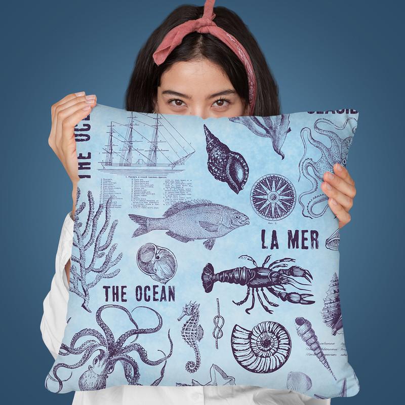 Vintage Sea Blue Ii Throw Pillow By Andrea Haase