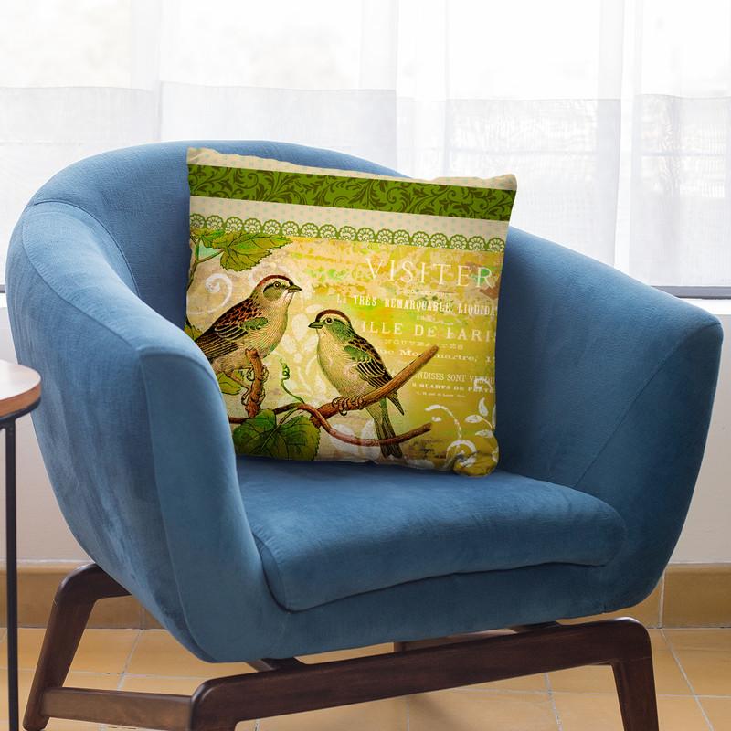 Vintage Spring Birds Throw Pillow By Andrea Haase