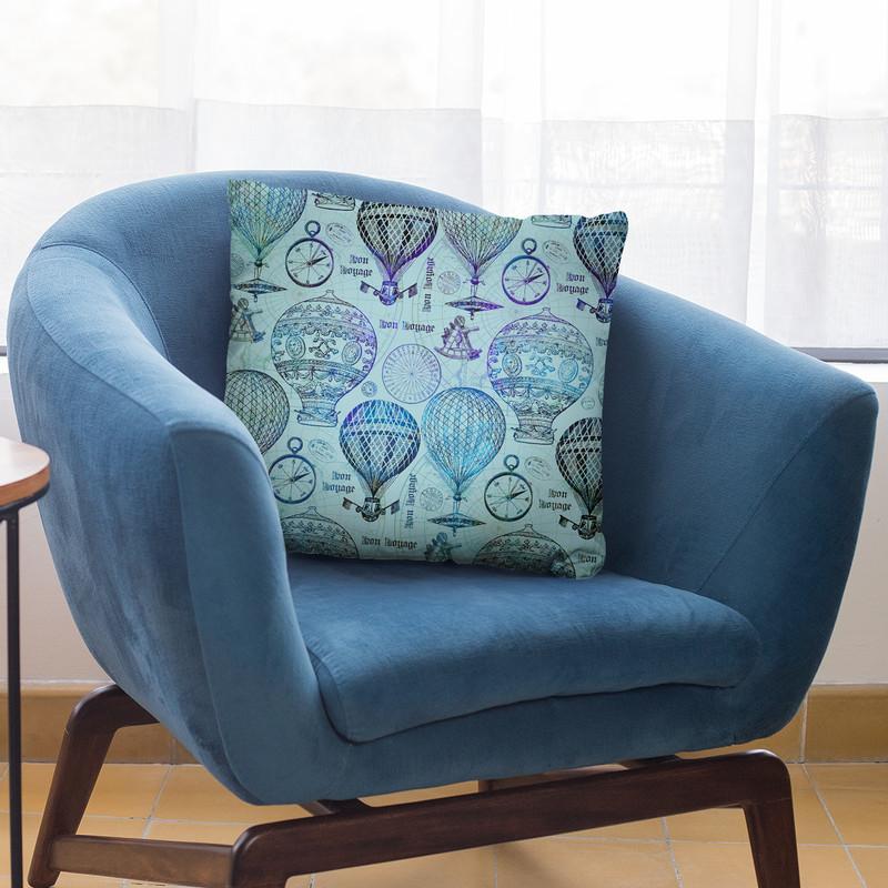 Vintage Travel Blue Throw Pillow By Andrea Haase