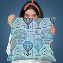 Vintage Travel Blue Throw Pillow By Andrea Haase