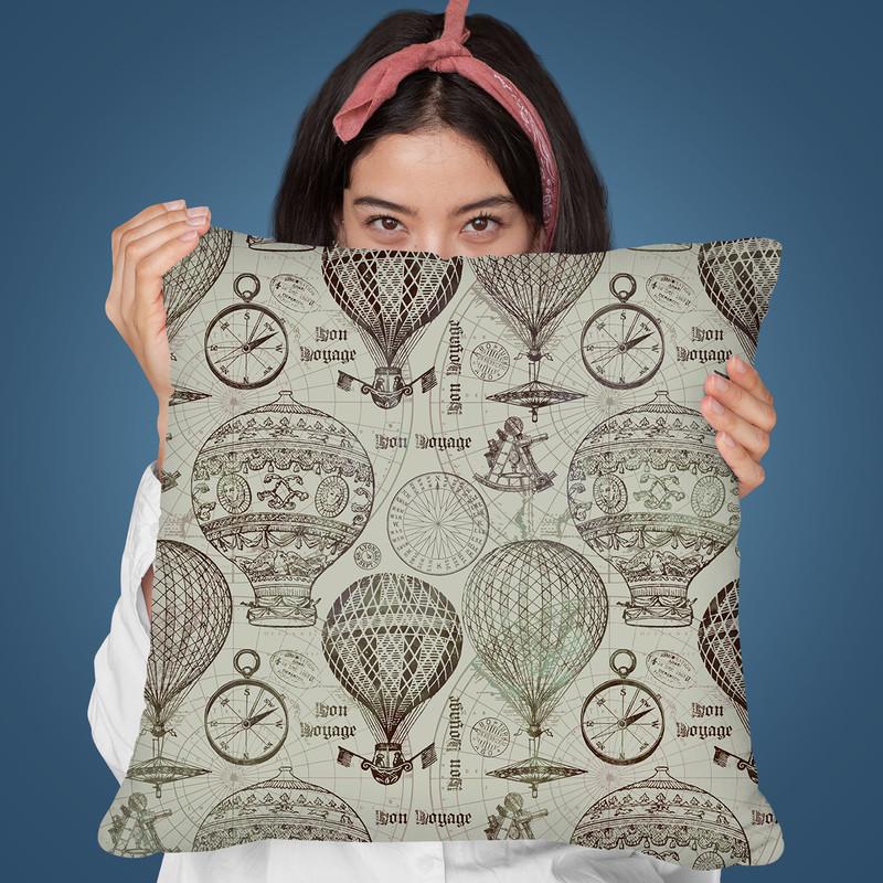 Vintage Travel Green Throw Pillow By Andrea Haase