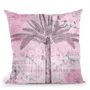 Vintage Travel Palm Pink Throw Pillow By Andrea Haase