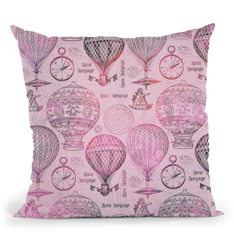 Vintage Travel Pink Throw Pillow By Andrea Haase