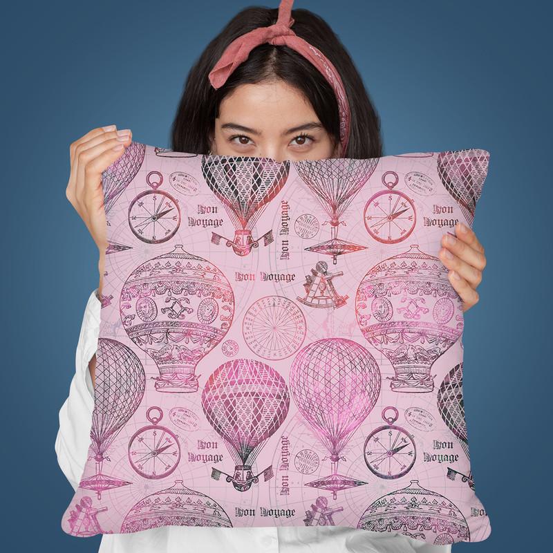Vintage Travel Pink Throw Pillow By Andrea Haase