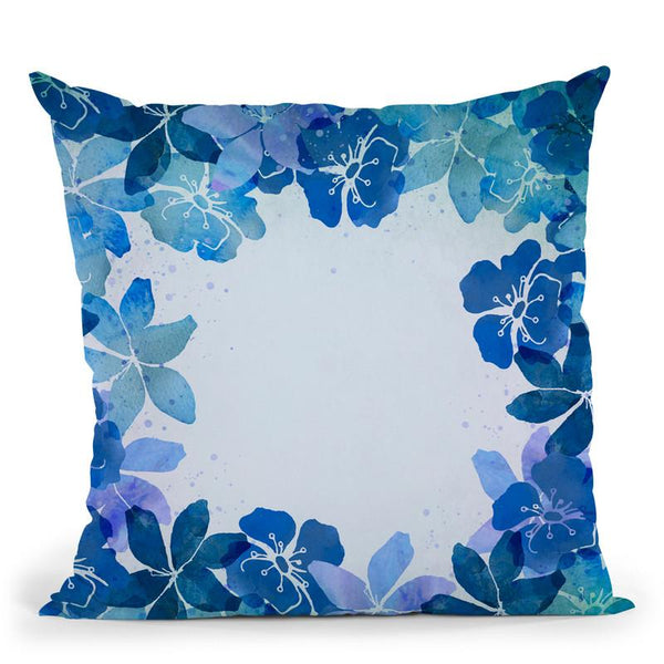 Watercolor Flowers Blue Throw Pillow By Andrea Haase