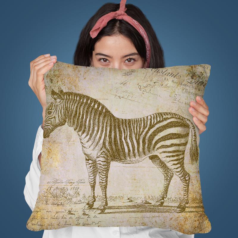 Zebra Vintage Throw Pillow By Andrea Haase