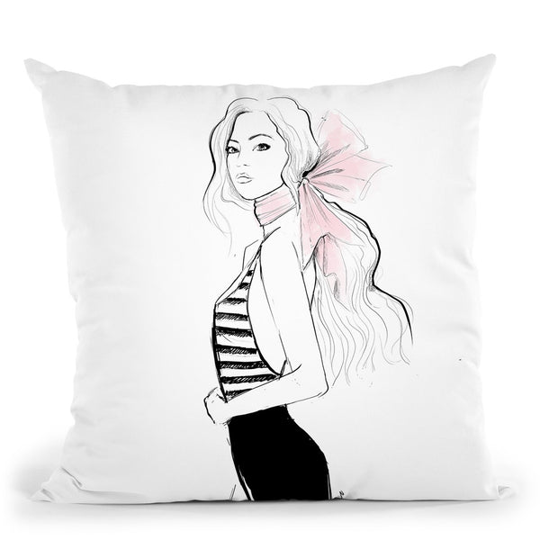 Bows And Stripes Throw Pillow By Alison Gordon