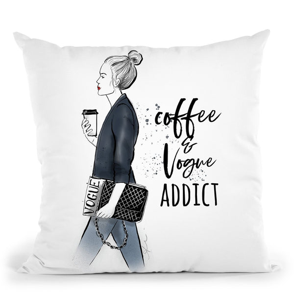 Coffee And Vogue Addict Throw Pillow By Alison Gordon