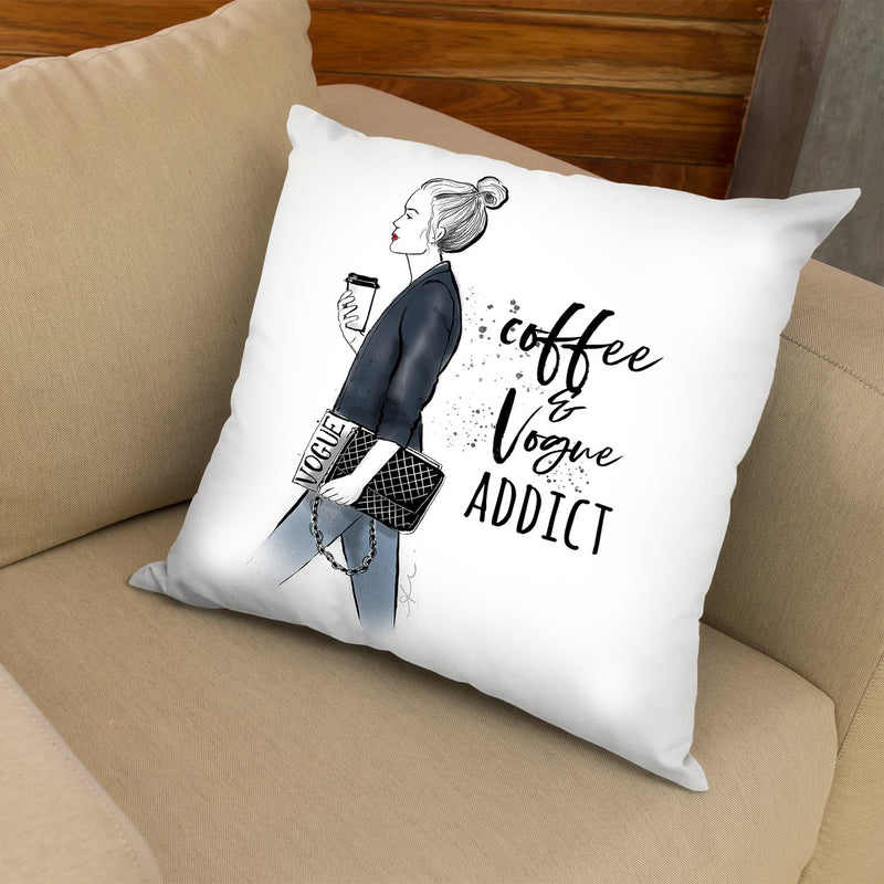 Coffee And Vogue Addict Throw Pillow By Alison Gordon
