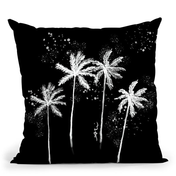 Palm Trees Black & White Throw Pillow By Alison Gordon