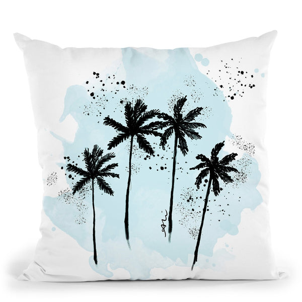 Palm Trees Blue Throw Pillow By Alison Gordon