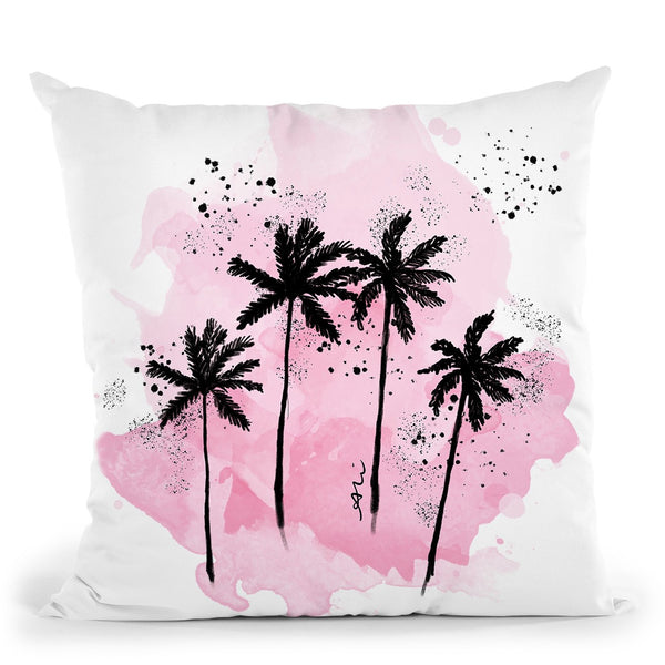 Palm Trees Pink Throw Pillow By Alison Gordon