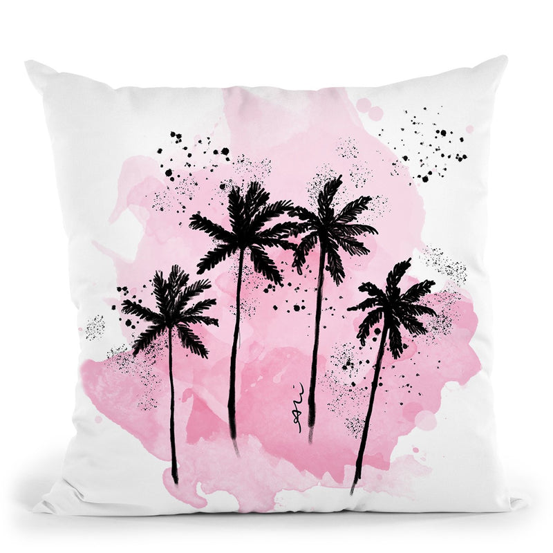 Palm Trees Pink Throw Pillow By Alison Gordon